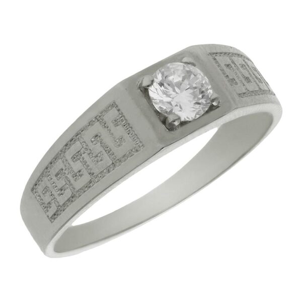 Solitario oro blanco 18kl greca