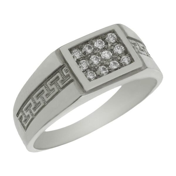 Solitario oro blanco 18kl greca