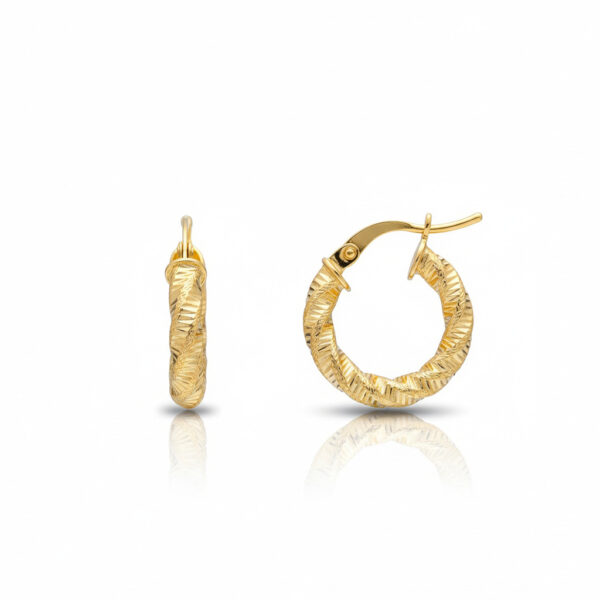 Aros oro 18 Kl rizados - 10mm