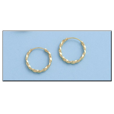 Aros oro 18 Kl rizados - 13mm