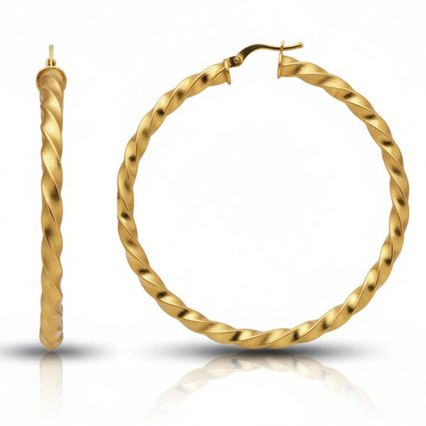Aros oro 18 Kl rizados - 50mm