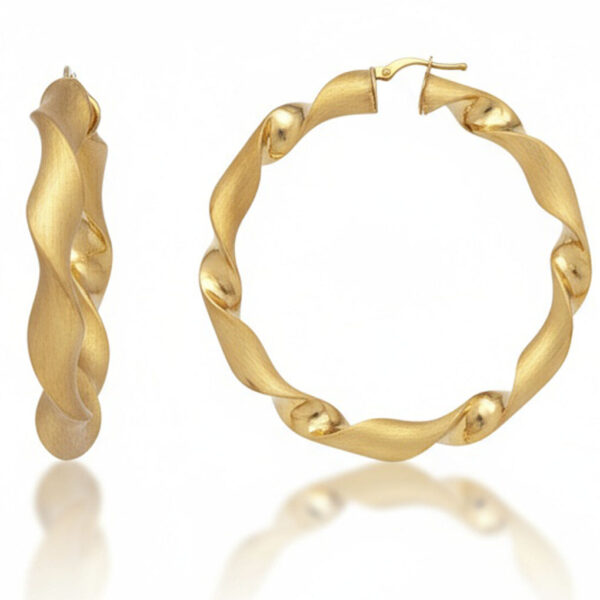 Aros oro 18 Kl rizados - 53mm