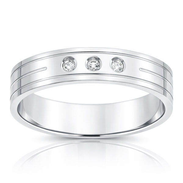 Alianza oro blanco 18 Kl 3 diamantes -5mm