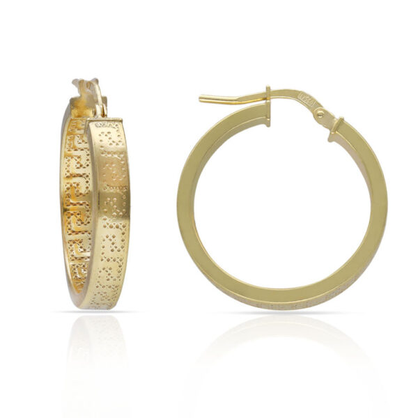 Aros plata chapada oro greca - 20mm