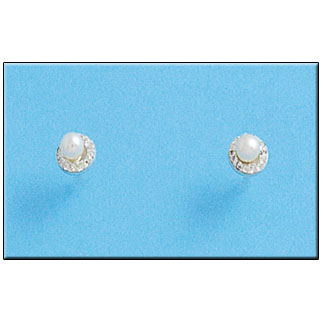 Pendientes plata 925mm perla + circonitas