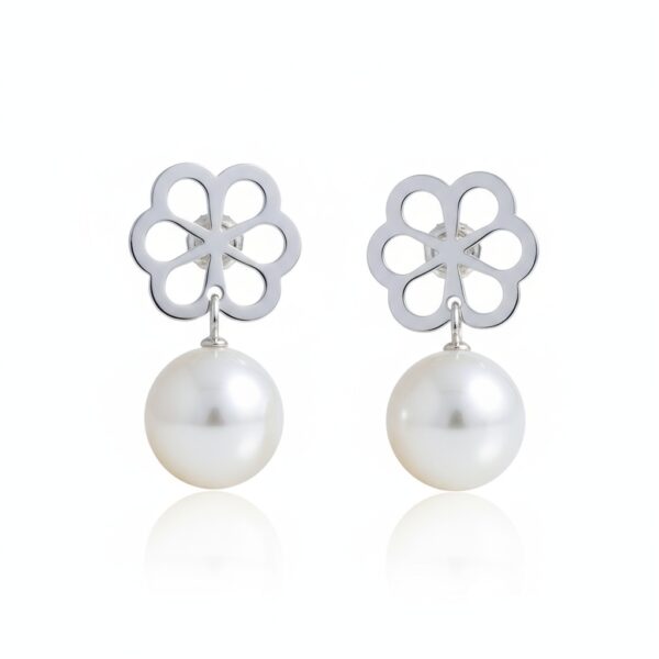Pendiente plata 925mm flor perla