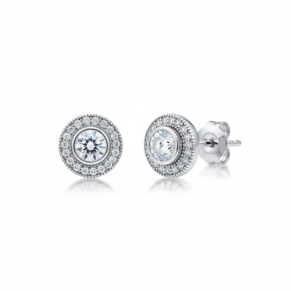 Pendientes plata 925mm redondo circonitas