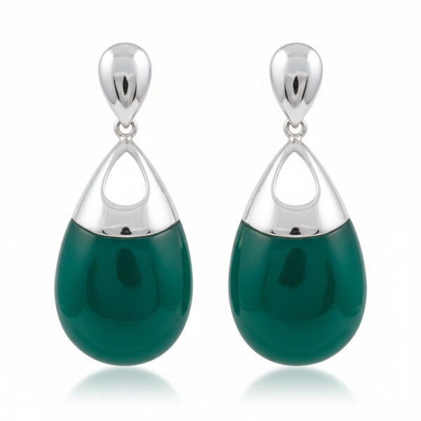 Pendientes plata 925mm resina verde