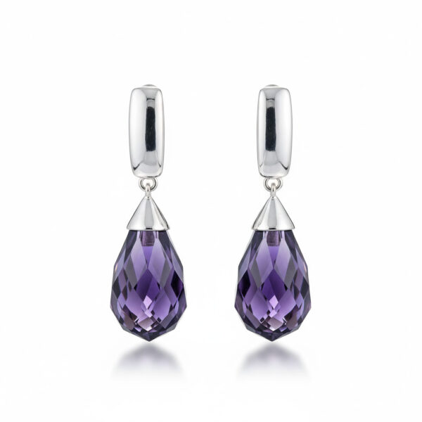 Pendientes plata 925mm piedra violeta