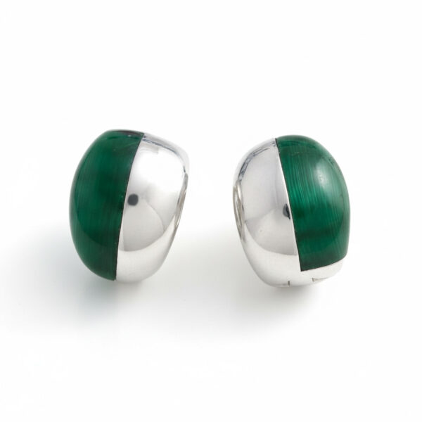 Pendientes plata 925mm ojo de gato verde