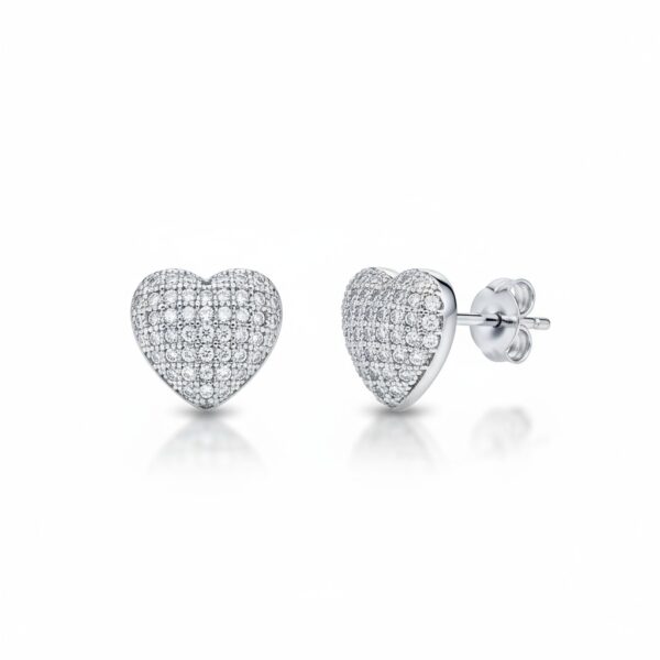 Pendientes corazon circonita plata 925mm