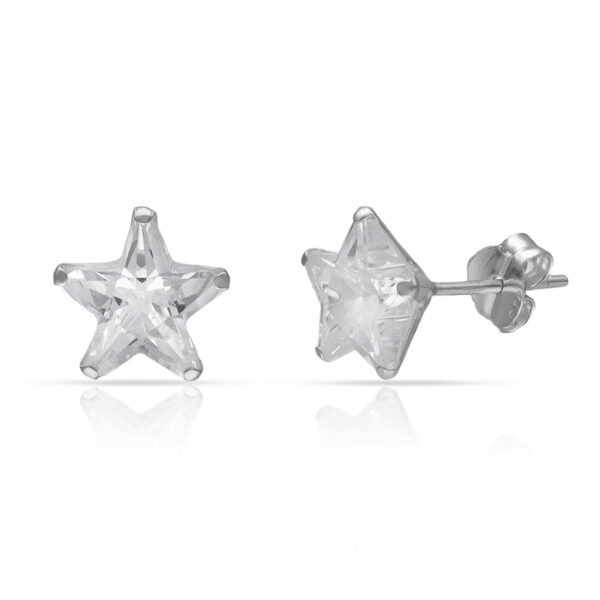 Pendientes plata 925mm estrellas circonitas - 8mm