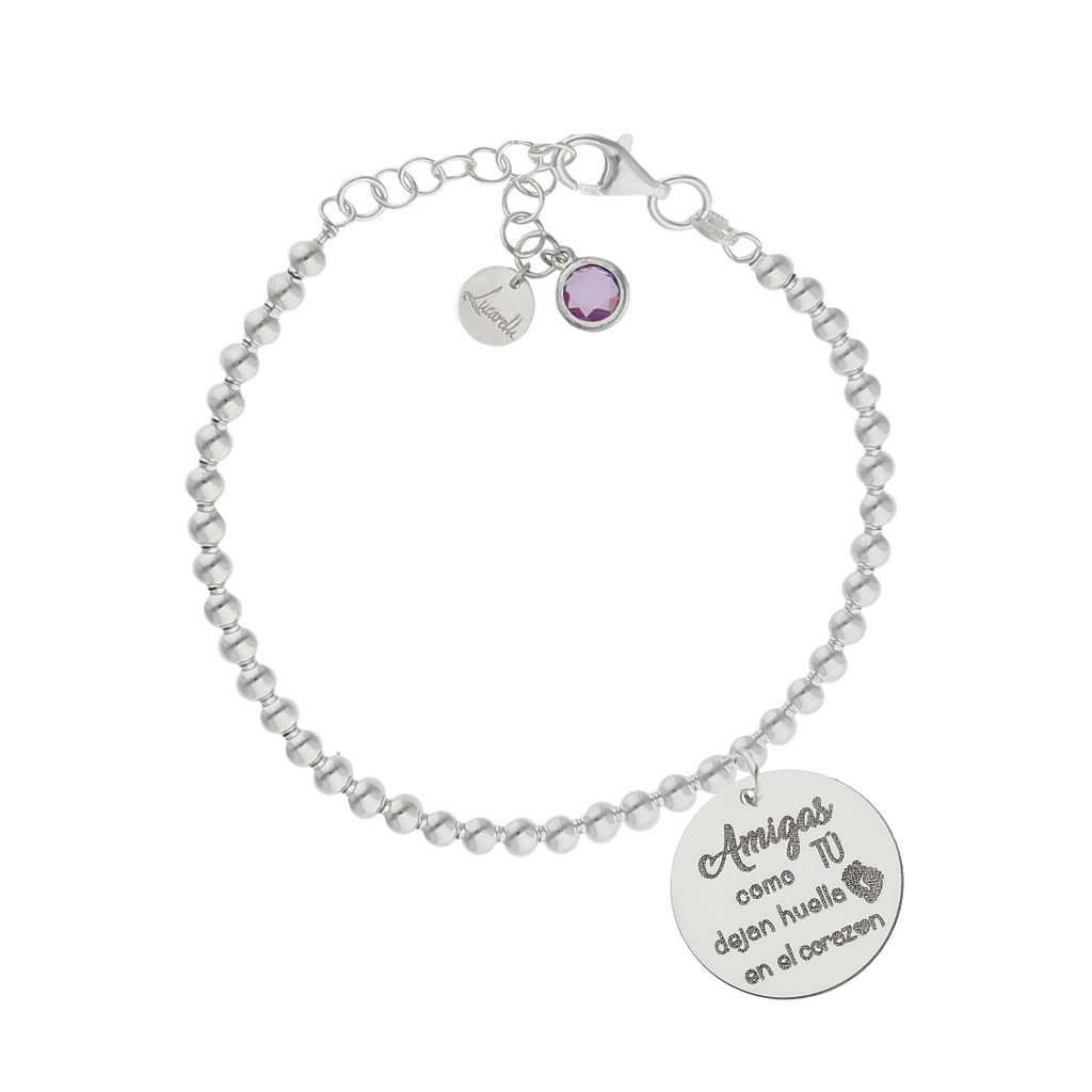 Pulsera mi historia plata 925mm bolas amigas