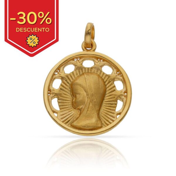 Medalla plata chapada oro virgen niña - 20mm