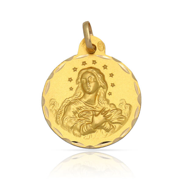 Medalla plata chapada en oro v. de la purisima - 17mm