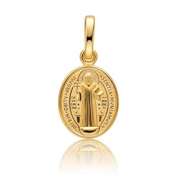 MEDALLA PLATA CHAPADA EN ORO SAN BENITO OVAL - 8x12MM