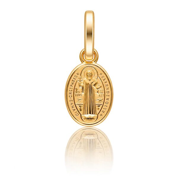 MEDALLA PLATA CHAPADA EN ORO SAN BENITO OVAL - 6x10MM