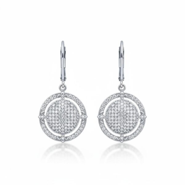 Pendientes plata 925mm redondo circonitas