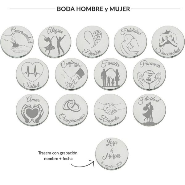 Arras personalizadas boda hombre + mujer · plata de ley