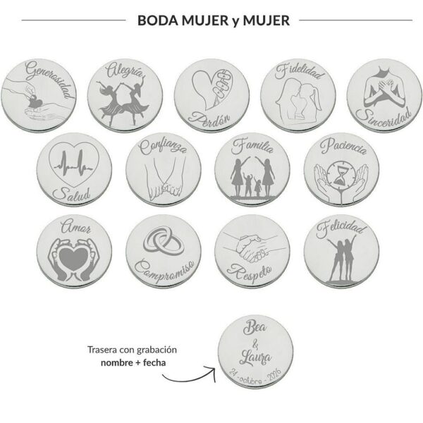 Arras personalizadas boda mujer + mujer · plata de ley