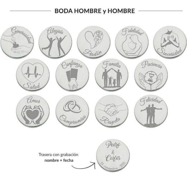 Arras personalizadas boda hombre + hombre · plata de ley
