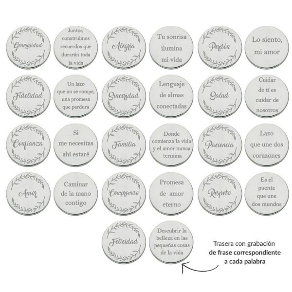 Arras personalizadas palabra + frase · plata de ley
