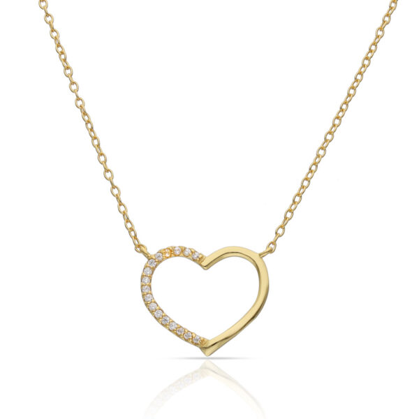 Gargantilla plata chapada en oro corazon circonitas