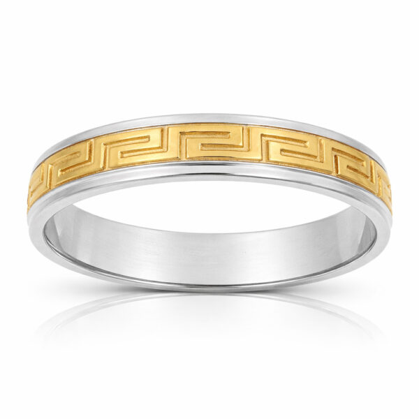 Alianza oro 18 Kl bicolor greca - 4mm