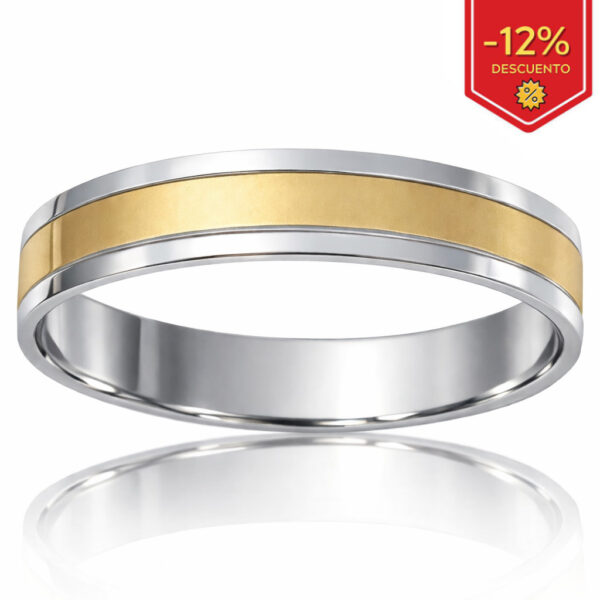 Alianza oro 18 Kl mate - brillo - 4mm